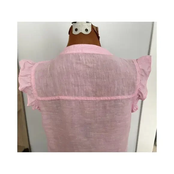 Lilly Pulitzer Sz S Briette Linen Button Down Shirt Pink Classic Vacation Resort - Picture 10 of 12